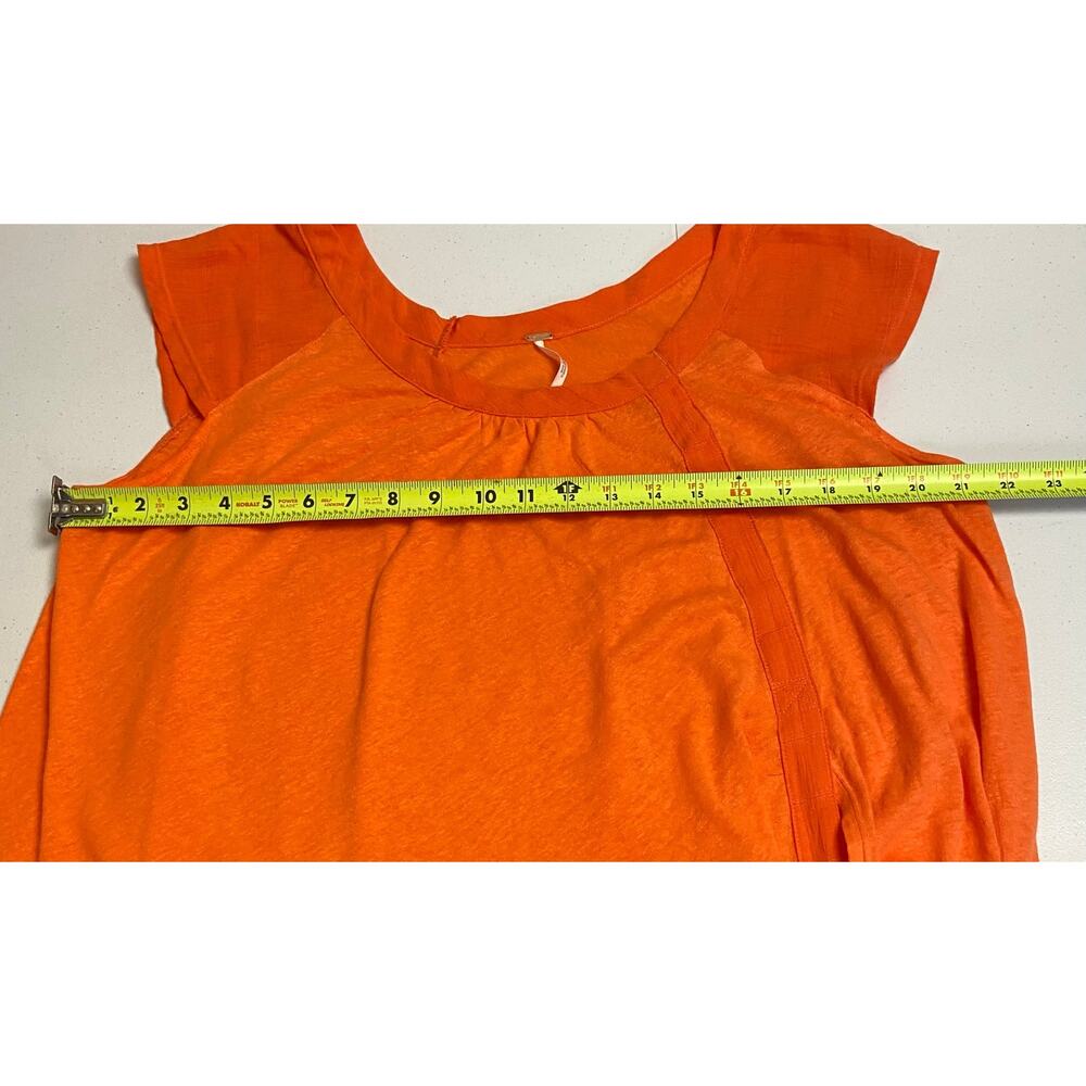 Free People Womens Keep It Casual Orange Linen Blend Oversized T-Shirt Small - Picture 5 of 7